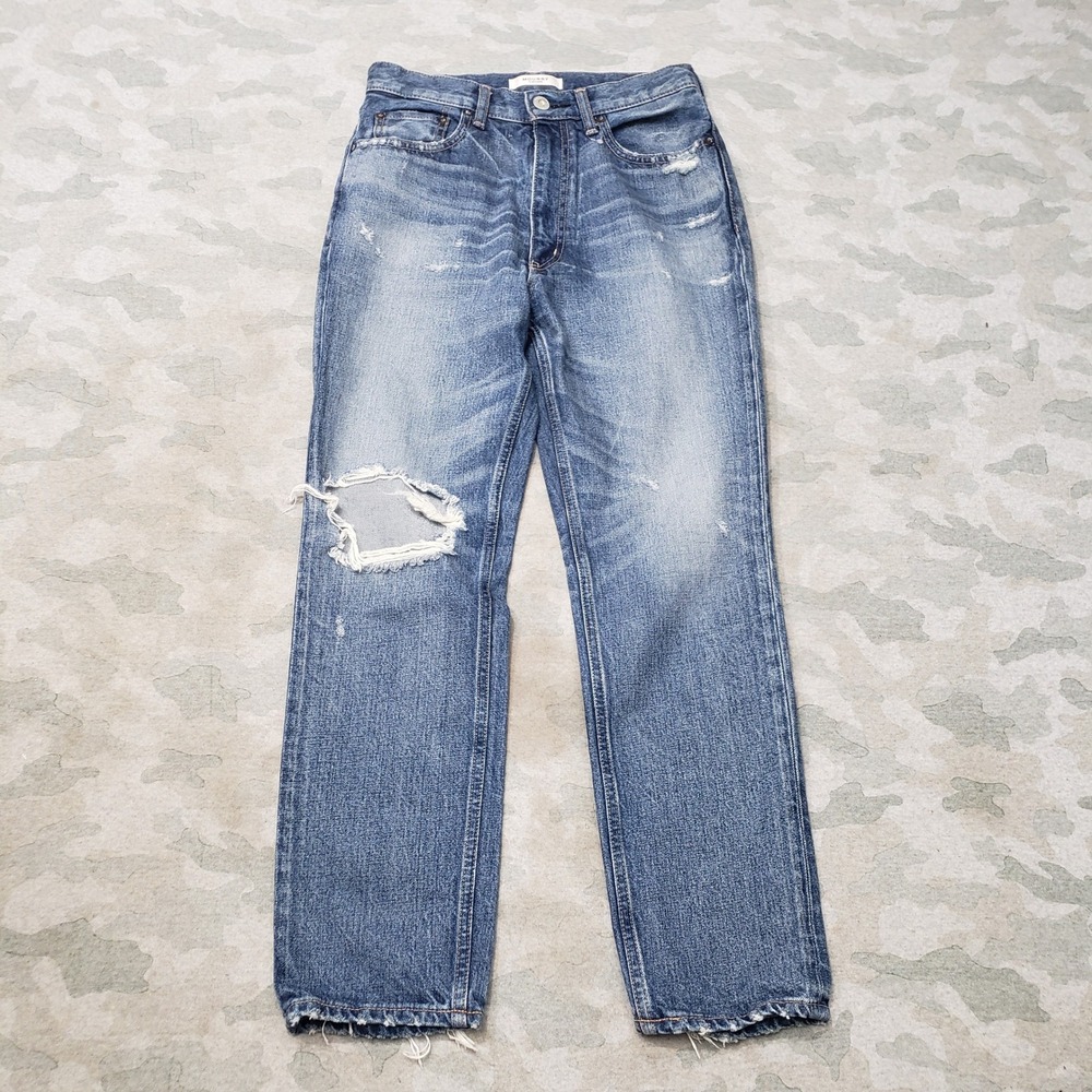 Moussy Vintage Jeans Womens 26 Blue Distressed High Rise Denim Medium Wash
